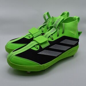 Adidas Adizero Edge + Metal Baseball Cleats Size 10 Solar Green Black JS4119 NEW